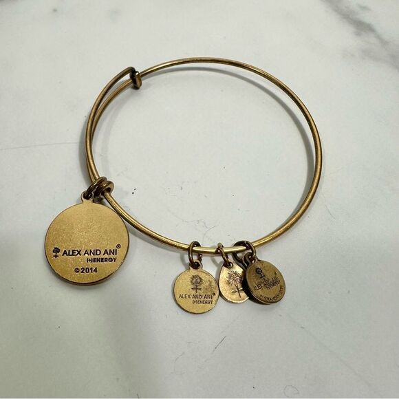 Alex & Ani Gold Fleur-de-Lis America Charm Bangle Bracelet One Size Casual - Picture 6 of 12